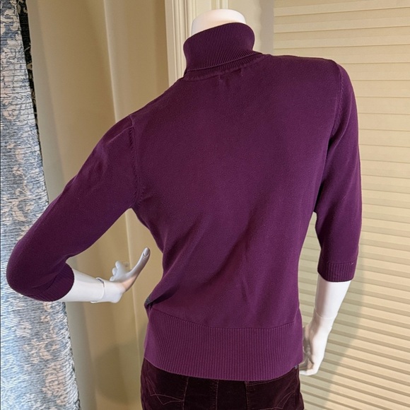Reitmans Argyle Sweater Cotton Blend Purple Turtleneck 3/4 Sleeves Women’s Sz M - Picture 2 of 13